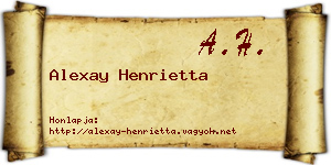 Alexay Henrietta névjegykártya